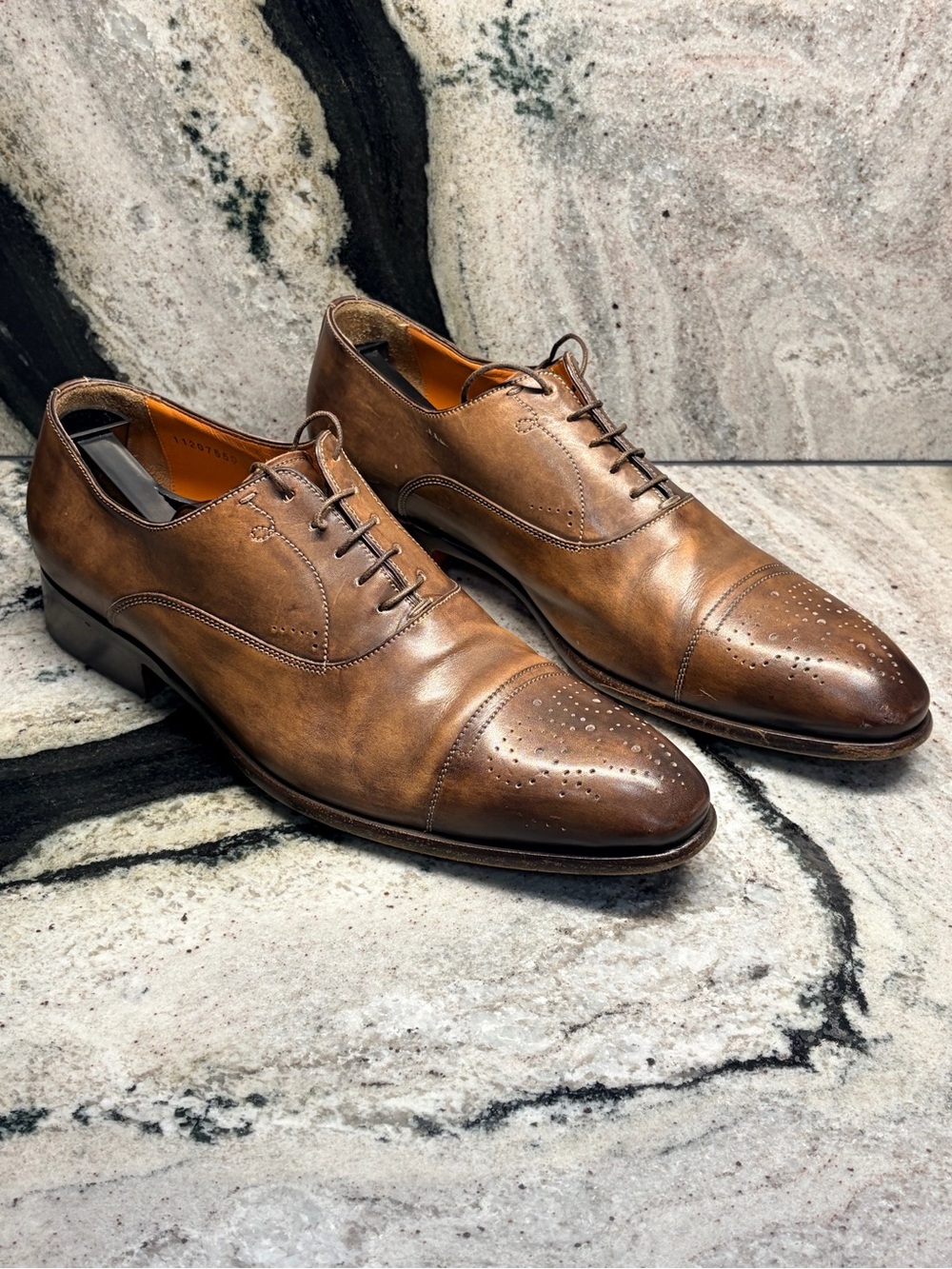 Santoni Fatte a Mano Oxford Shoes Men’s UK 9.5 US 10.5 Brown Italy